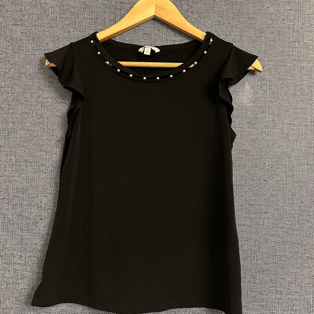 Y2K Candies Black Top With Unique Cut Out Detail And Pearls. Size XS vintage